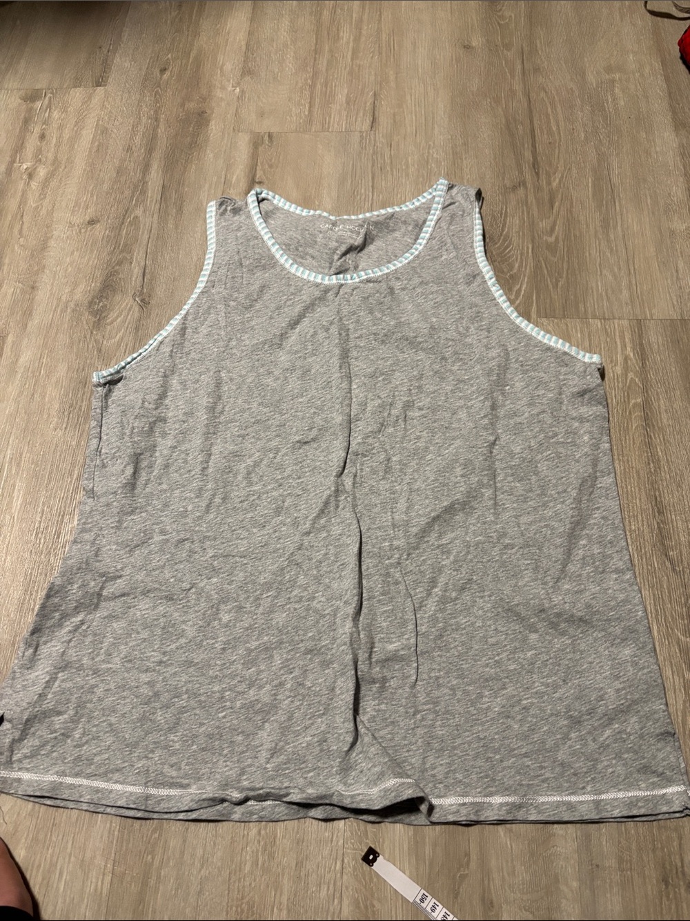 Carole Hochman Heather Gray Muscle Tank with Light Blue Trim